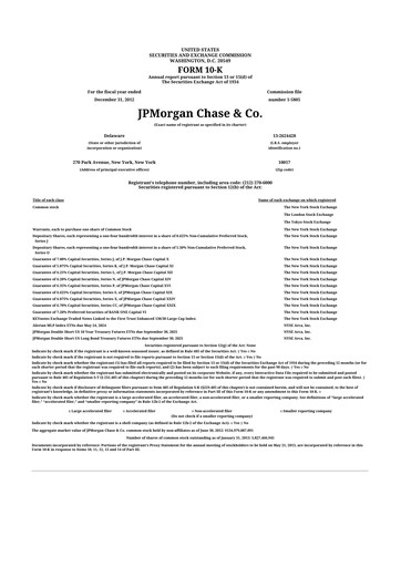 Thumbnail JPMorgan Chase 10-K Annual Report 2012