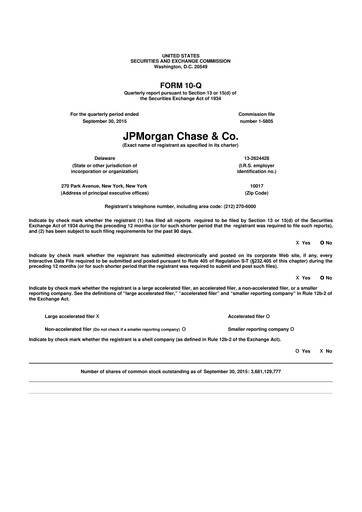 Vorschaubild JPMorgan Chase 10-Q Quartalsbericht 2015 