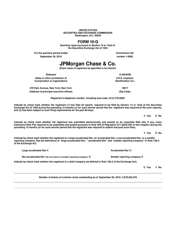 Vorschaubild JPMorgan Chase 10-Q Quartalsbericht 2016 