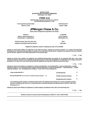 Vorschaubild JPMorgan Chase 10-Q Quartalsbericht 2018 