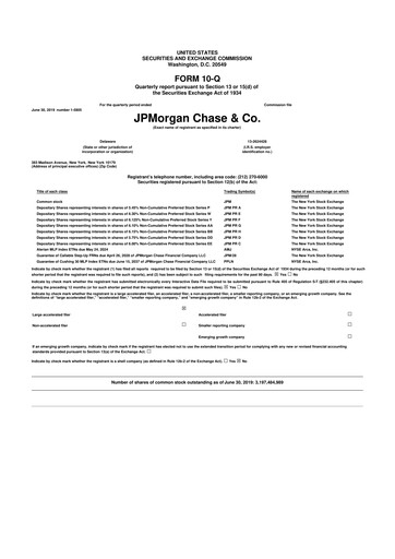 Vorschaubild JPMorgan Chase 10-Q Quartalsbericht 2019 