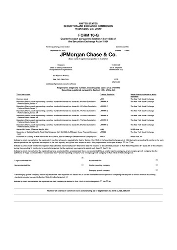 Vorschaubild JPMorgan Chase 10-Q Quartalsbericht 2019 