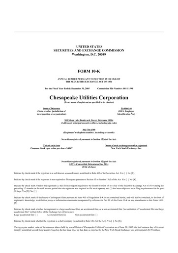 Thumbnail Chesapeake Utilities
 10-K Annual Report 