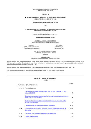 Vorschaubild Churchill Downs 10-Q Quartalsbericht  