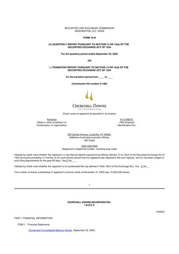 Thumbnail Churchill Downs 10-Q Quarterly Report FY 