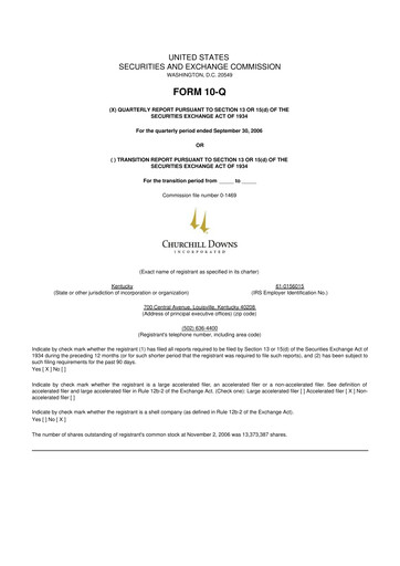 Thumbnail Churchill Downs 10-Q Quarterly Report FY 