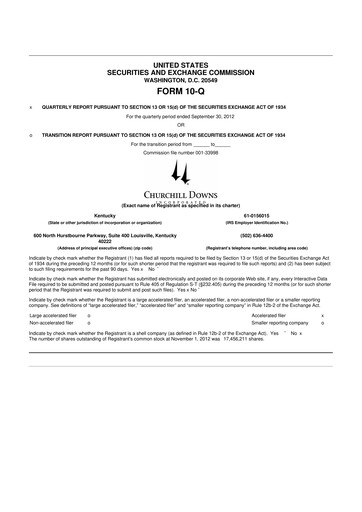 Vorschaubild Churchill Downs 10-Q Quartalsbericht  
