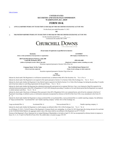 Thumbnail Churchill Downs 10-K Annual Report 2012