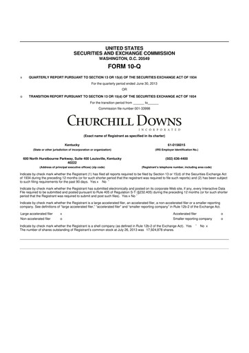 Vorschaubild Churchill Downs 10-Q Quartalsbericht  