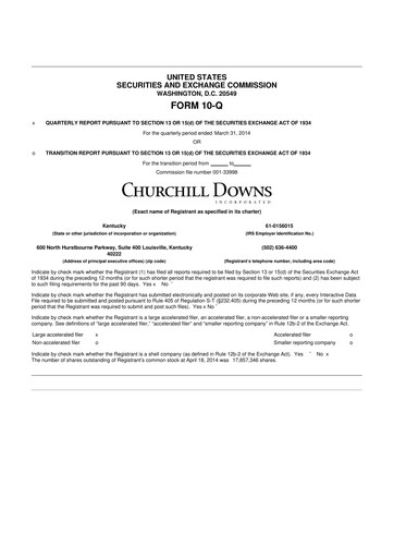 Vorschaubild Churchill Downs 10-Q Quartalsbericht  