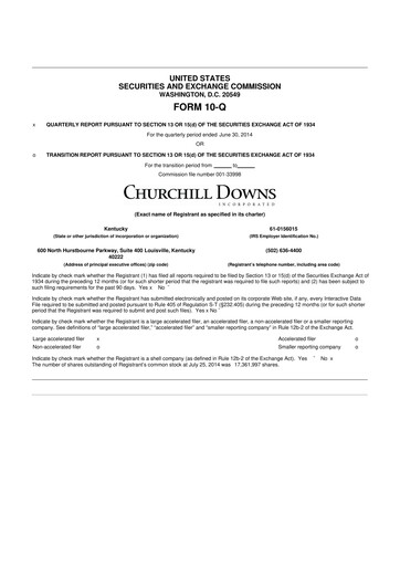 Vorschaubild Churchill Downs 10-Q Quartalsbericht  