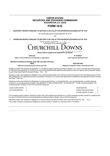 Vorschaubild Churchill Downs 10-Q Quartalsbericht  