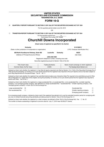 Vorschaubild Churchill Downs 10-Q Quartalsbericht  