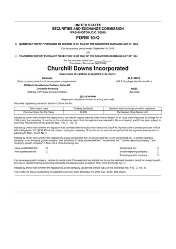 Vorschaubild Churchill Downs 10-Q Quartalsbericht  