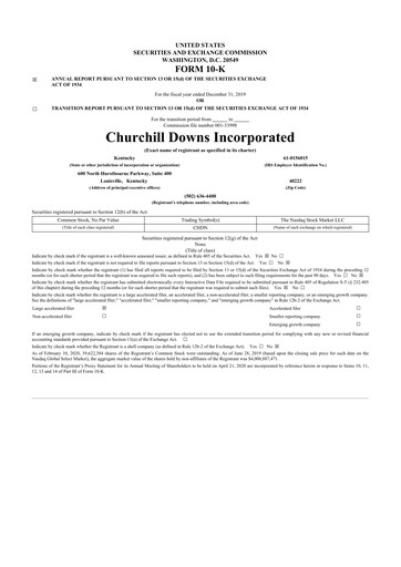 Thumbnail Churchill Downs 10-K Annual Report 2019
