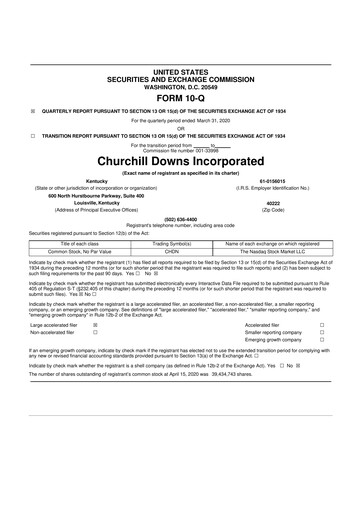 Vorschaubild Churchill Downs 10-Q Quartalsbericht  