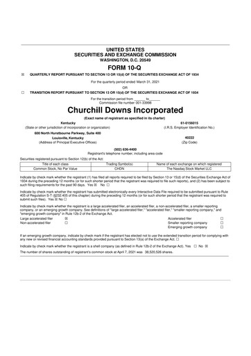 Vorschaubild Churchill Downs 10-Q Quartalsbericht  