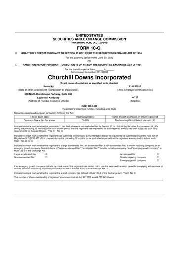 Thumbnail Churchill Downs 10-Q Quarterly Report FY2026 