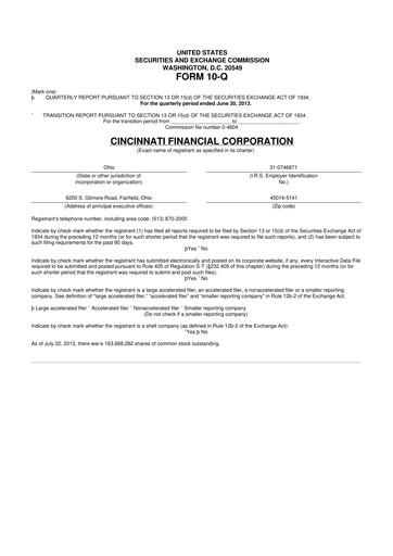 Thumbnail Cincinnati Financial
 10-Q Quarterly Report FY2013 
