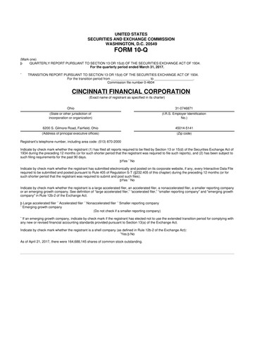 Thumbnail Cincinnati Financial
 10-Q Quarterly Report FY2017 