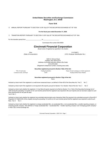 Thumbnail Cincinnati Financial
 10-K Annual Report 2020