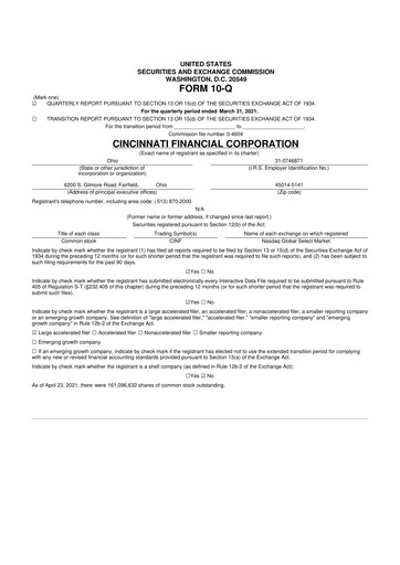 Thumbnail Cincinnati Financial
 10-Q Quarterly Report FY2021 