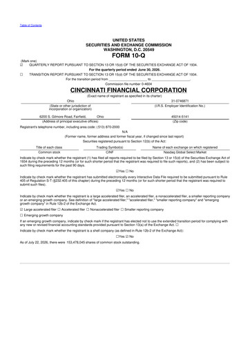 Thumbnail Cincinnati Financial
 10-Q Quarterly Report FY2026 
