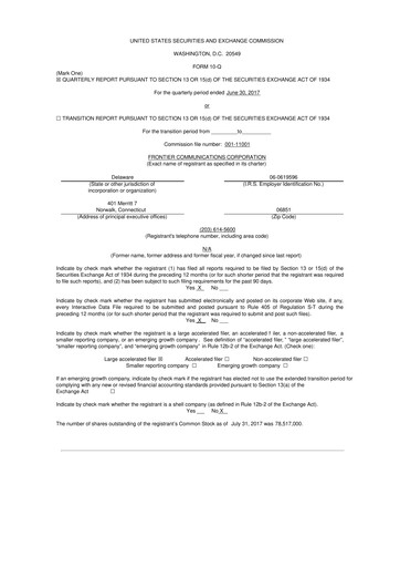 Thumbnail Frontier Communications 10-Q Quarterly Report FY2017 