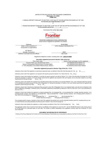 Miniature Frontier Communications 10-K Rapport annuel 2017