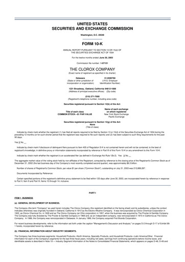 Thumbnail Clorox 10-K Annual Report 