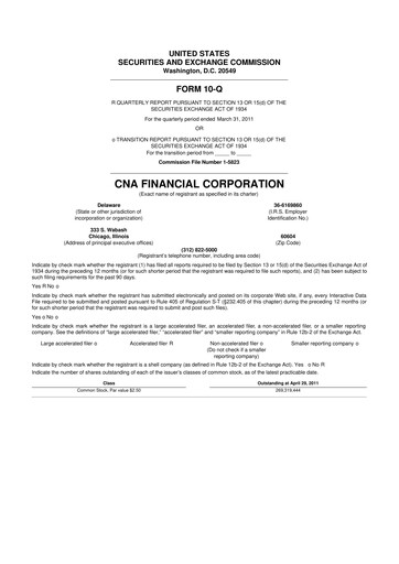 Thumbnail CNA Financial 10-Q Quarterly Report FY 