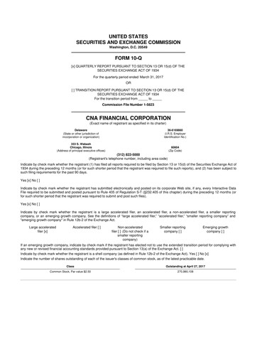 Thumbnail CNA Financial 10-Q Quarterly Report FY2017 