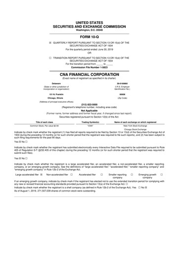 Thumbnail CNA Financial 10-Q Quarterly Report FY2019 