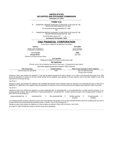 Thumbnail CNA Financial 10-Q Quarterly Report FY2023 