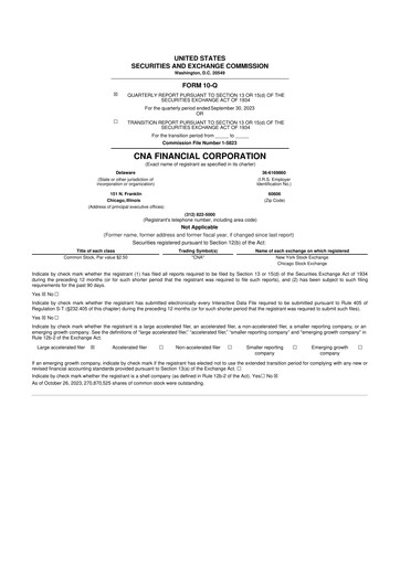 Thumbnail CNA Financial 10-Q Quarterly Report FY2023 