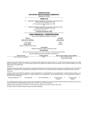 Thumbnail CNA Financial 10-Q Quarterly Report FY2024 
