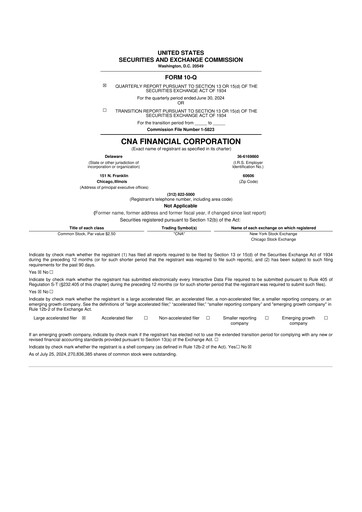 Thumbnail CNA Financial 10-Q Quarterly Report FY2024 