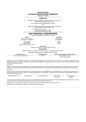 Thumbnail CNA Financial 10-Q Quarterly Report FY2024 