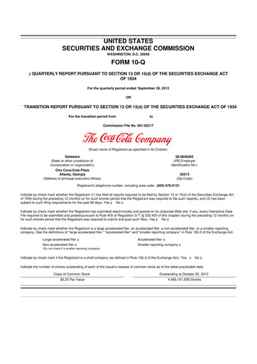 Vorschaubild Coca-Cola 10-Q Quartalsbericht 2012 