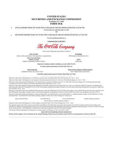 Thumbnail Coca-Cola 10-K Annual Report 2012