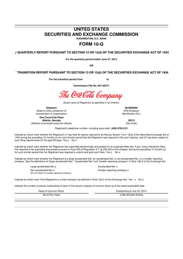 Vorschaubild Coca-Cola 10-Q Quartalsbericht 2014 