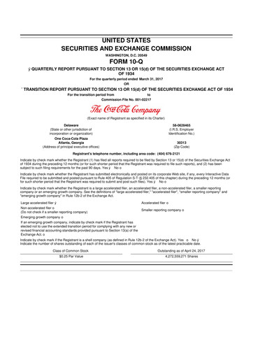 Vorschaubild Coca-Cola 10-Q Quartalsbericht 2017 