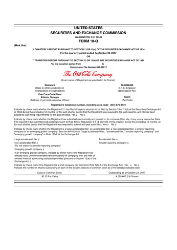 Vorschaubild Coca-Cola 10-Q Quartalsbericht 2017 