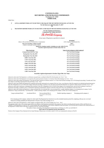 Thumbnail Coca-Cola 10-K Annual Report 2017