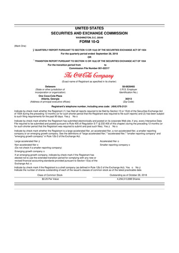 Vorschaubild Coca-Cola 10-Q Quartalsbericht 2018 