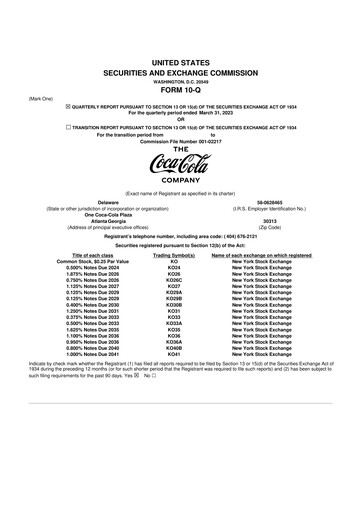 Vorschaubild Coca-Cola 10-Q Quartalsbericht 2023 