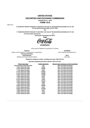 Vorschaubild Coca-Cola 10-Q Quartalsbericht 2025 