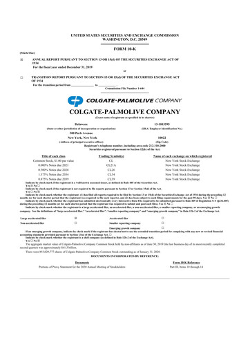 Thumbnail Colgate-Palmolive 10-K Annual Report 2019