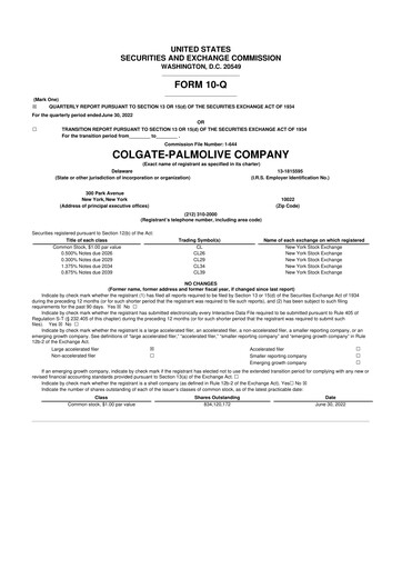Thumbnail Colgate-Palmolive 10-Q Quarterly Report FY2022 
