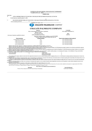Thumbnail Colgate-Palmolive 10-K Annual Report 2022